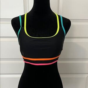 Popvil Neon Trim Black Bikini Top Medium